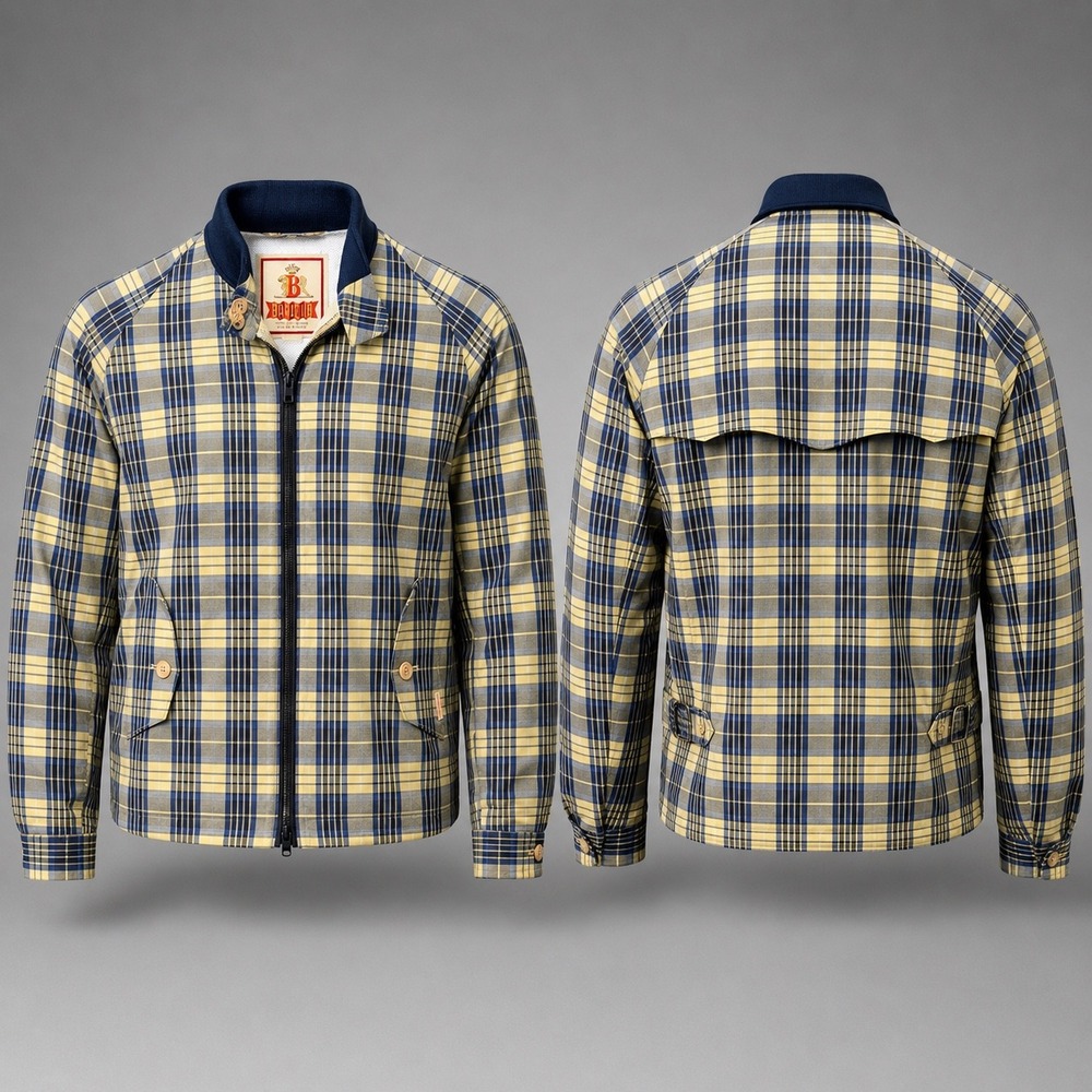 Rare‎ Baracuta G9 Harrington Jacket Mens Large Blue Yellow Plaid Cotton England
